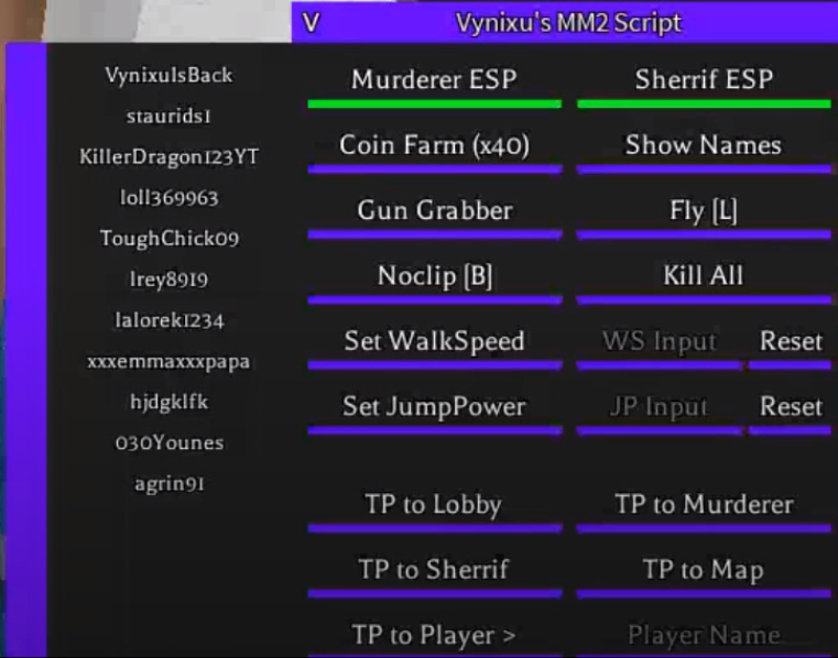 Cheat Gg Vynixu S Mm2 Gui - roblox noclip gui script