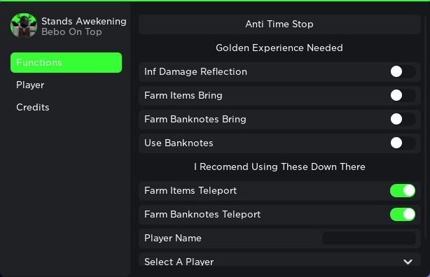 stand awakening script - (items farm, teleports) - Roblox-Scripter